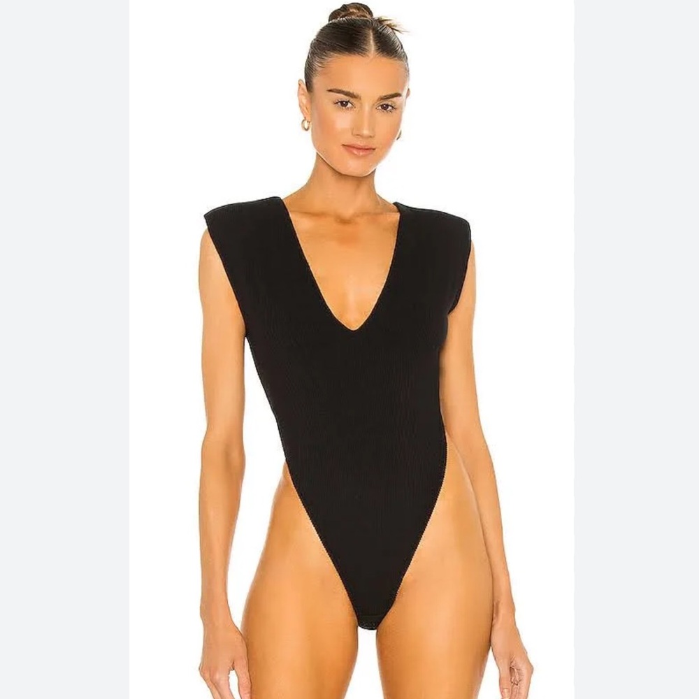 AFRM Black V-Neck Bodysuit